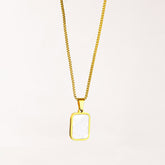 Gold Frame Box Chain Pendant Necklace